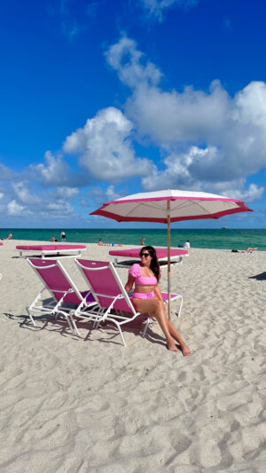 pink beach chairs in miami