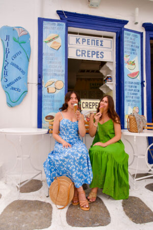 Girls getting ice cream in Mykonos Town